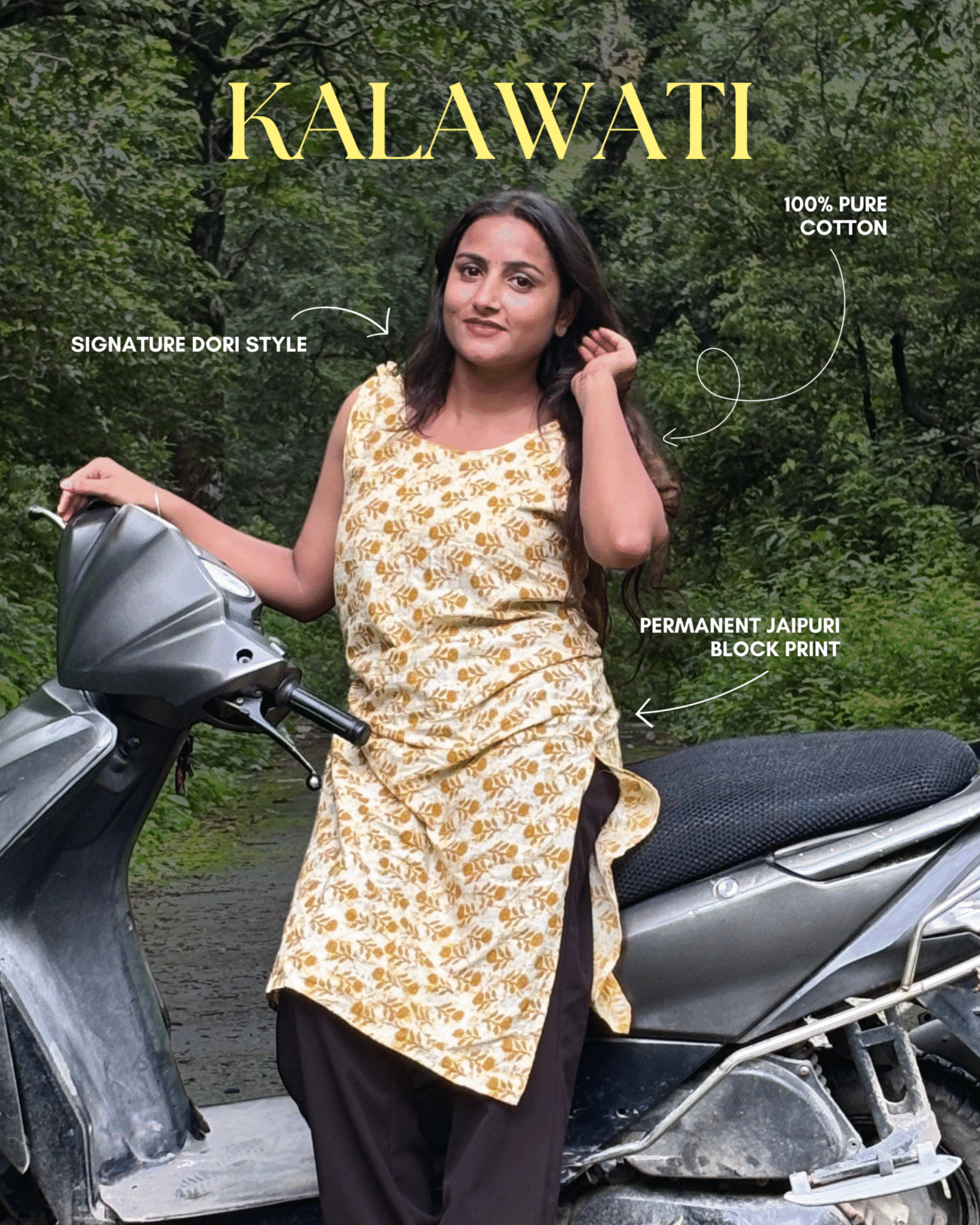 Kalawati - Women Floral Printed Deep Back Kurti 1 Kalawati - Women Floral Printed Deep Back Kurti