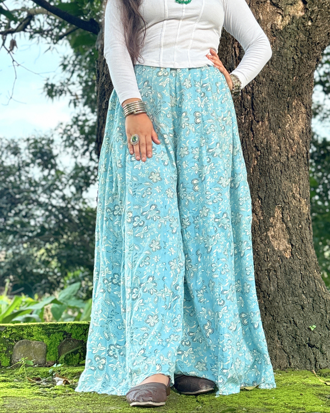 Ambar - Flared Sharara skirt for women - 100% Cotton 5 Ambar - Flared Sharara skirt for women - 100% Cotton - Image 3