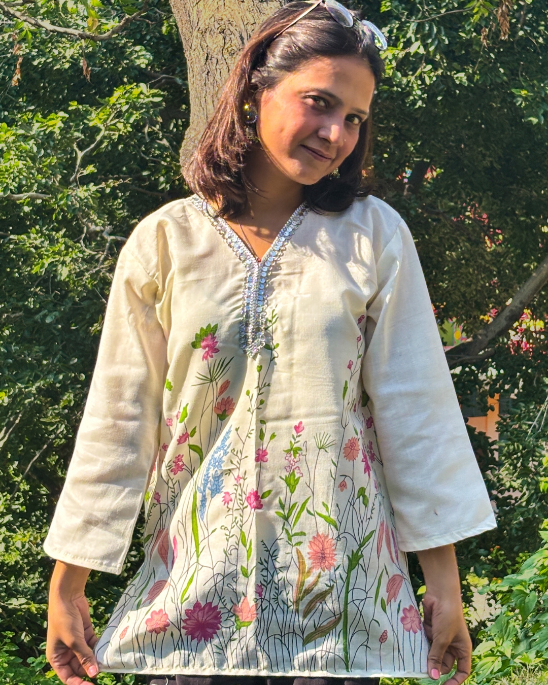 Gulveen – Pink Printed Short Kurti - Image 3